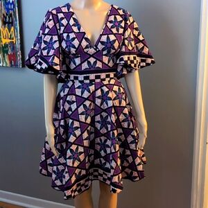 Purple Geometric Midi Dress